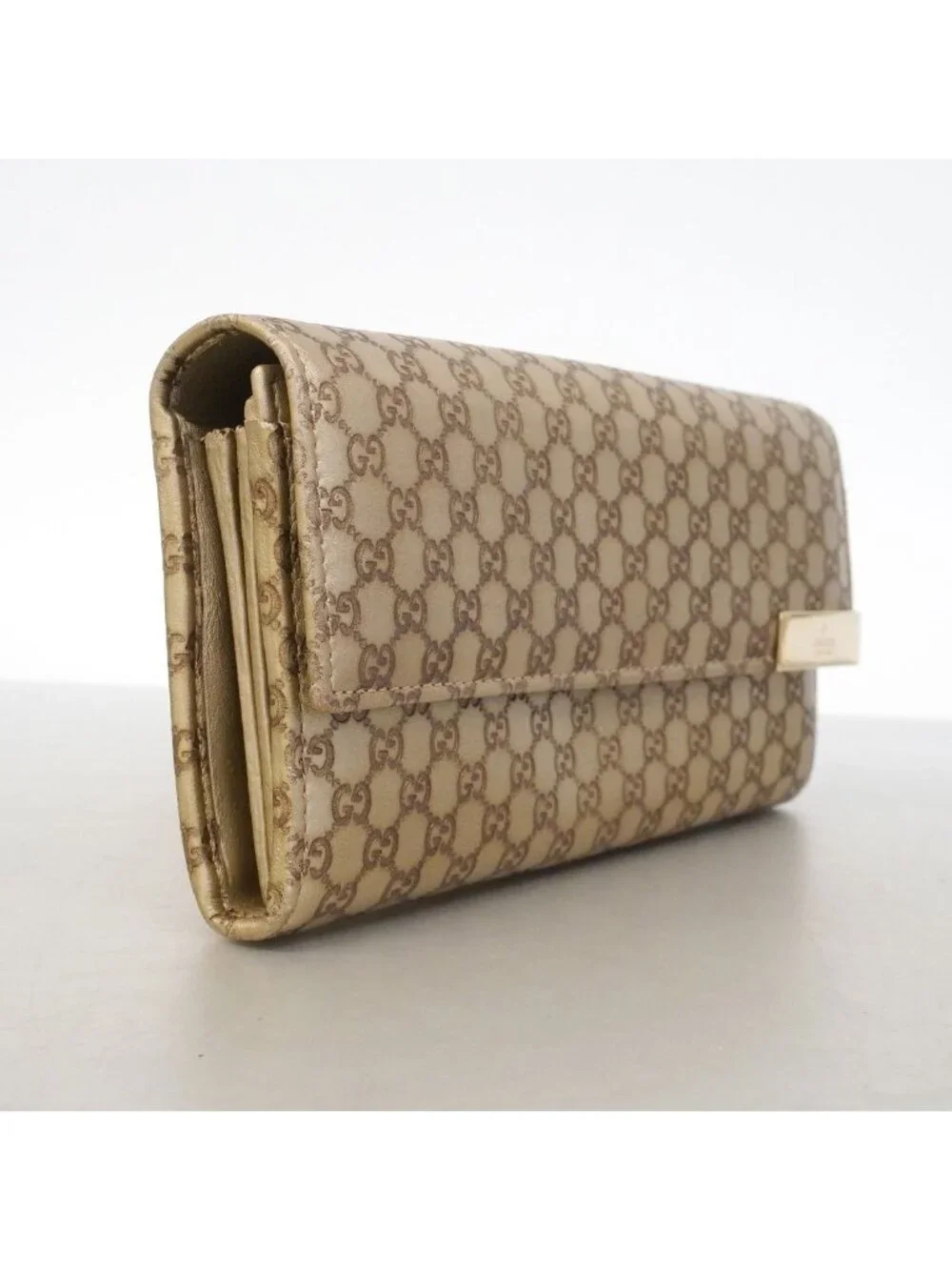 Gucci Wallet Micro Guccissima Leather Brown Gold